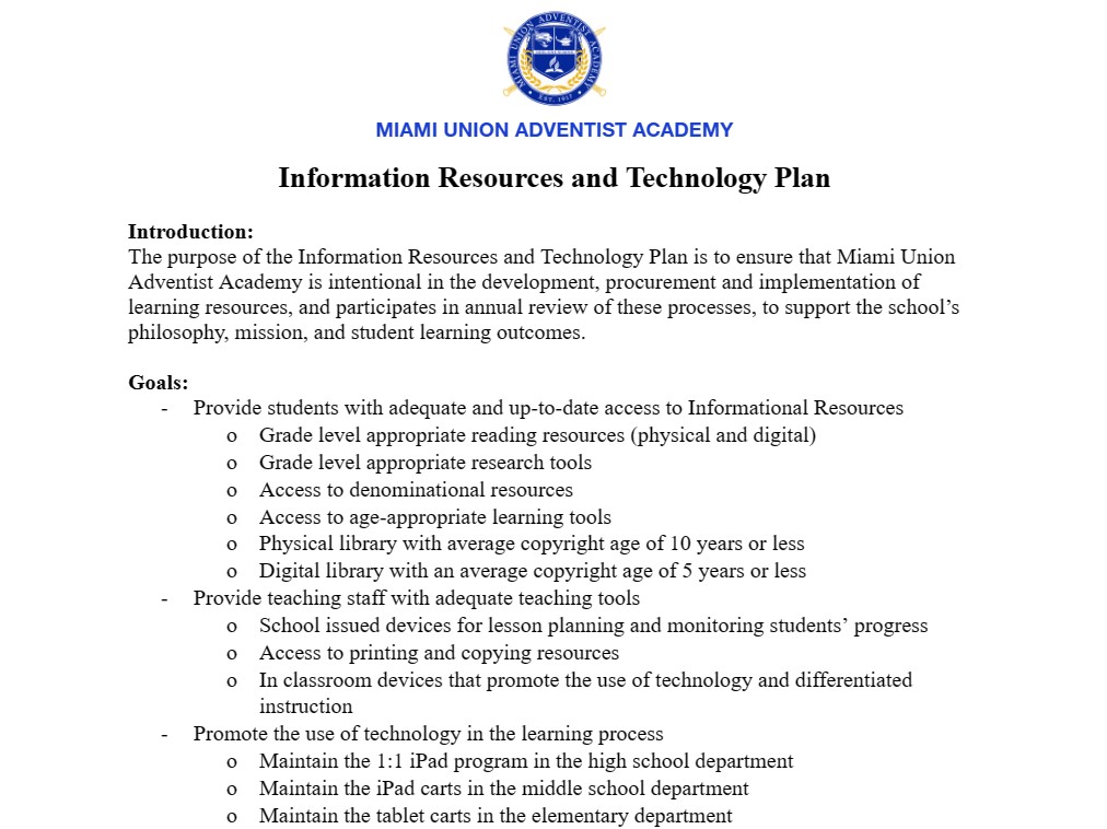 Sample Technology Plan