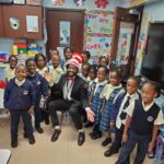 Gavin dressed as the Cat in the Hat with kindergarten class