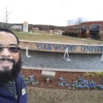 Gavin in front of the Oakwood University campus.